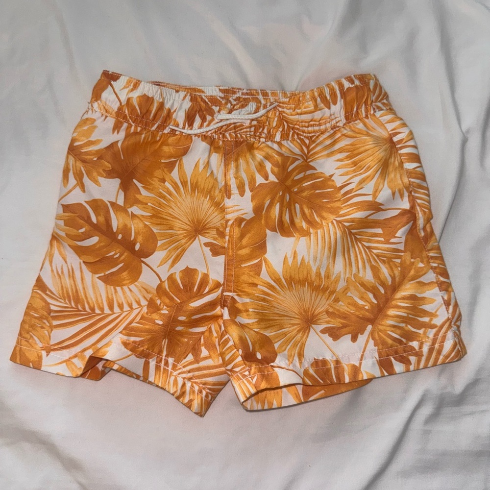 Tropical YELLOW Palm Leaf Print Swim Shorts